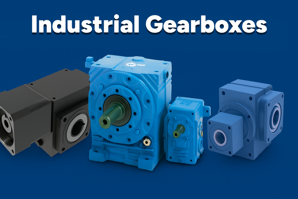 Industrial gearboxes including Nord, Radicon, and Cone Drive reducers for worm, helical, parallel shaft, and right-angle power transmission applications